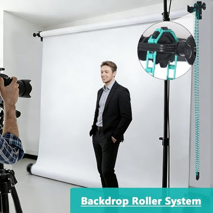MagicLine Photography Backdrop 1 Roller Support System, 10ft/3m Stainless Steel Crossbars Manual Backdrop Stand,Wall/Ceiling/Light Stand Mount Background Holder for Home & Studio (Stability)