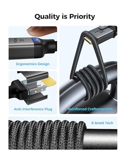 Silkland 8K 4K Mini HDMI to HDMI Cable 1FT, Mini HDMI 2.1 Cord [8K 60Hz, 4K@240Hz 144Hz 120Hz, Upgrade Braided] 48Gbps, Compatible with Camera, Camcorder, Laptop, Tablet, Monitor, Raspberry Pi Zero - size: 1 Foot