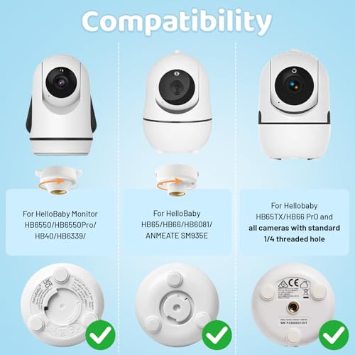 Baby Monitor Mount Compatible with HelloBaby for HB6550/ HB6560/ HB65/ HB6351/ HB40/ HB6339/ HB6336, ANMEATE SM935E Monitor, Adjustable Baby Monitor Stand Flexible Clip Clamp Mount No Drilling - style: for HelloBaby-Clip