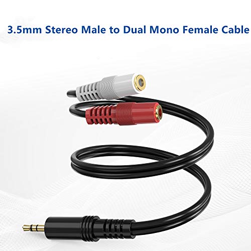 3.5mm Stereo to Dual Mono Cable, 6inch 1/8" TRS Male to 2 TS Mono Female Adapter Gold-Plated Connector Audio Y Splitter Cord for Headphone, Speaker - size: 1-Pack