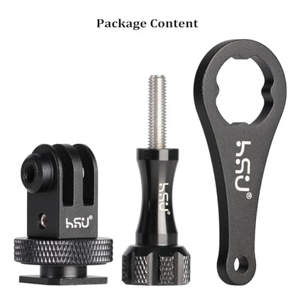 HSU Aluminum Cold Shoe Mount Adapter, 1/4-20 screw hole Tripod Mount Adapter for GoPro Hero 13/12/11/10/9/8/7/6, DJI Osmo Action AKASO, Applicable for Tripod Selfie Stick Monopod and DSLR Camera Flash