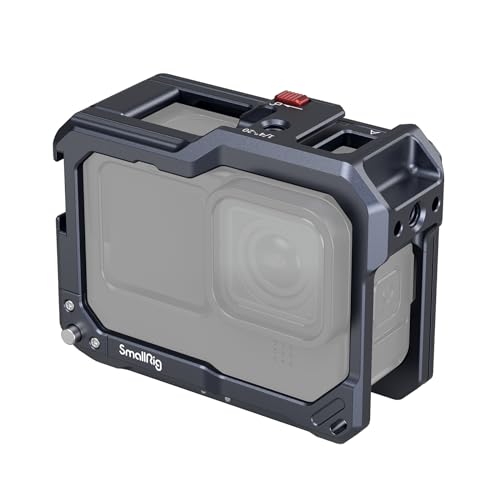 SMALLRIG Hero13 / Hero12 / Hero11 / Hero 10 / Hero 9 Black Cage for GoPro, Compatible with the Lens Filter Max Lens on Camera, with 2 Cold Shoe Mount for Microphone and Led Video Light - 3084C