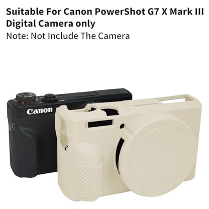 G7X Mark III Case, Protective Case for Canon Powershot G7X Mark III Digital Camera, Removable Lens Cover Silicone Sleeve Soft Camera Cover Rubber Protective Body Skin- Beige - color: Beige