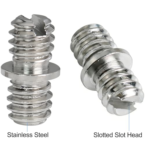 4PCS Stainless Steel 1/4-20 Male to 1/4-20 Male Double Male Thread Adapter Camera Screw Converter with Slotted Head for Tripod Monopod Ball Head Camera Mount - size: 1/4-20 male to 1/4-20 male