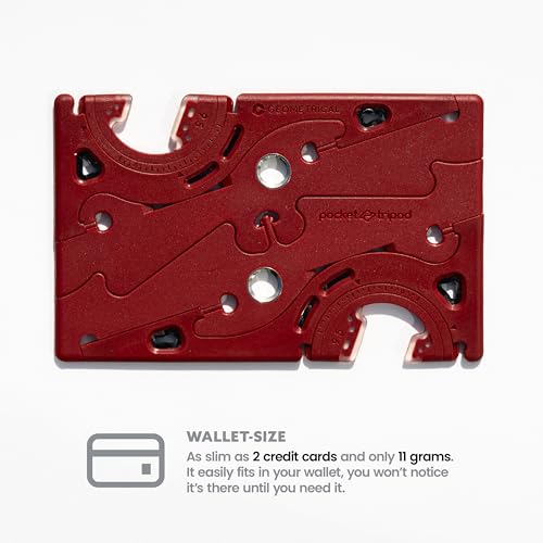 GEOMETRICAL Pocket Tripod PROv2 - Card-Size Stand, for iPhone, Blood Red Universal Kit - color: Blood Red