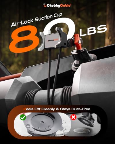 chubbycable ChubbyGrip Car Phone Holder 360° Adjustable Cell Phone Car Mount Ultra-Durable Metal Car Phone Mount for Windshield, Suction Cup Phone Mount for iPhone Samsung All Smartphone, Clamp - color: ChubbyGrip Pro (Clamp)-Orange