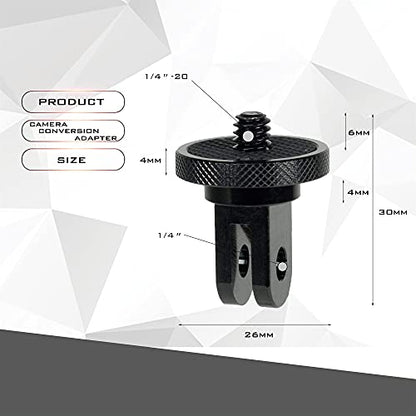 Niewalda Aluminum Camera Tripod Mount Adapter,2pcs ¼-20 Conversion Adapter for Tripod, Suitable for GoPro Hero/Sony/ Insta360 X3/ Sjcam/Action Camera and Other Standard 1/4 inch Accessories - color: black