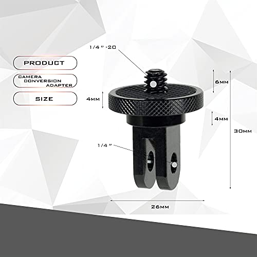 Niewalda Aluminum Camera Tripod Mount Adapter,2pcs ¼-20 Conversion Adapter for Tripod, Suitable for GoPro Hero/Sony/ Insta360 X3/ Sjcam/Action Camera and Other Standard 1/4 inch Accessories - color: black