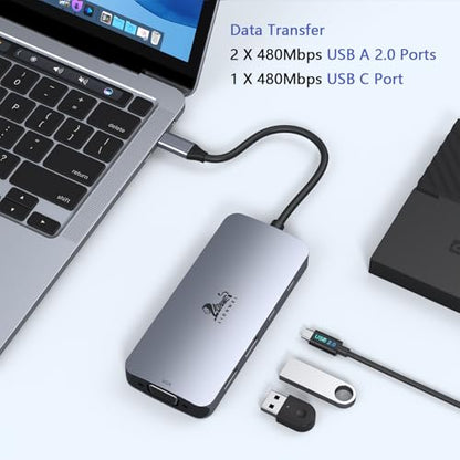LIONWEI USB C Docking Station Dual Monitor, Laptop Docking Station 3 Monitors Quadruple Display with Dual 4K HDMI, DP, VGA, 100W PD, 3 USB C/A 2.0, Laptop Dock for Dell, Lenovo, HP, Surface - color: 2 HDMI+DP+VGA