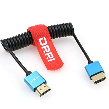 8K HDMI to HDMI 2.1 Ultra High-Speed Braided Coiled Cable for Sony A7III a7s3 A7RV FX6,Z Cam E2 S6 - color: Blue Coiled Cable, size: HDMI-HDMI