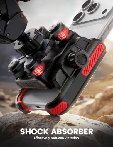 Lamicall Motorcycle Bike Phone Mount Holder for 6-7.2" Phones, Red | Upgrade Vibration Dampener, Camera Friendly - color: Red
