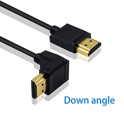 Duttek Down Angle Coiled HDMI Cable 4FT/1.2M, Extreme Thin 90 Degree HDMI Male to Male Coiled Cable for 3D and 4K@60hz Ultra HD TV Stick for PS5, Blu-ray, Roku TV, Xbox Series X/S - size: Down Angled Male to Male 4FT/1.2M