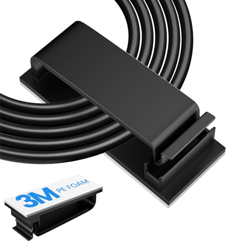 Adhesive Cable Management Clip (20Pcs Black),Cord Management Under Desk,Wire Organizer for TV PC Ethernet HDMI Extension Cord Power Plug - color: Black, size: Extra Large