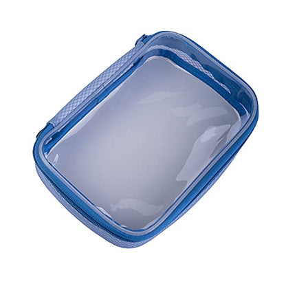 Filmsticks Set of 3 Transparent TPU Storage Cases, Blue, Small Medium Large, 170 x 50 x 135 mm to 250 x 50 x 160 mm, Clear Zip Organisers for Camera Gear, Cables, Tools and Accessories