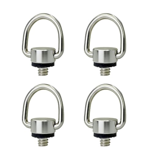 4-Pack 1/4"-20 D Ring Camera Screw Adapter, Silver | Stainless Steel D Ring Screws With Rubber Padding, Fits Tripods, Camera Straps, Selfie Sticks, Gimbals & Photography - color: Silver