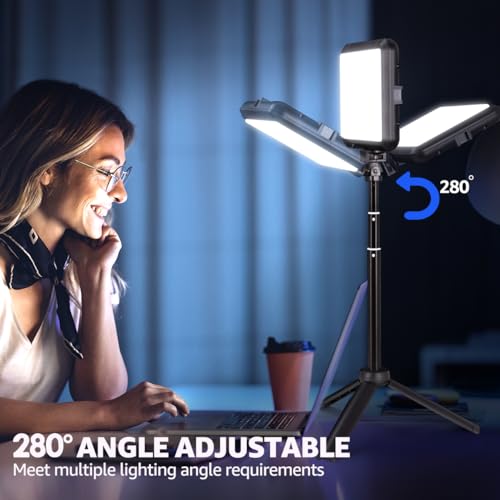 NiceVeedi LED Photography Lighting Kit, 2-Pack 8” Portable Video Light with 29" Adjustable Tripod Stand, 2800K-6500K Dimmable Softlight Studio Light for Zoom, Game Streaming, YouTube