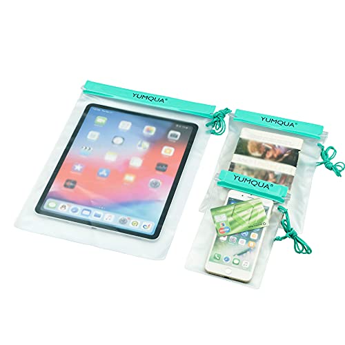 YUMQUA Clear Waterproof Bag, Waterproof Document Pouch Passport Holder Water Tight Map Case Waterproof Pouch Water Proof Small Dry Bags for Kindle Phone Tablet Camera, Kayak Boat PaddleBoard - color: Teal