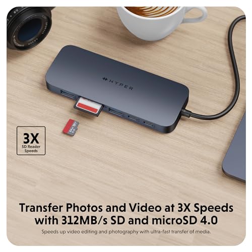 HyperDrive Next 11 Port USB C Hub for Mac, PC, and Chromebook w/ 2 4K60Hz HDMI, 2 USB-A, 2 USB-C Hub 10Gbps,140W Power Delivery, SD & microSD Card Reader, Ethernet, 3.5mm Audio Ports - size: 11 Port USB-C Hub with 2x USB-A
