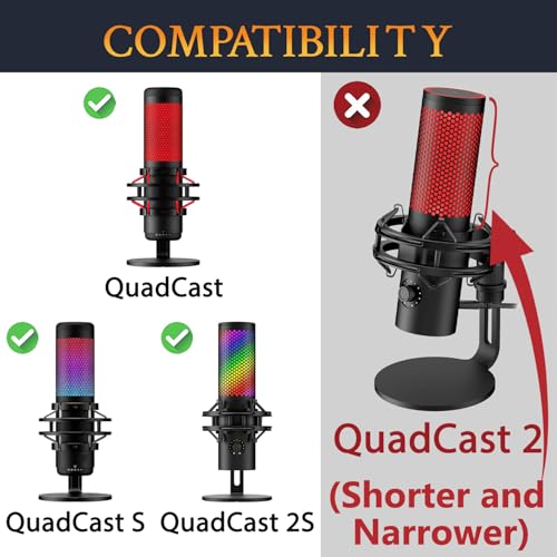 SOULWIT Pop Filter for HyperX QuadCast/QuadCast S/QuadCast 2S Microphone Sets, WindScreen Protective Microphone Foam Cover with High-Density Foam - Black