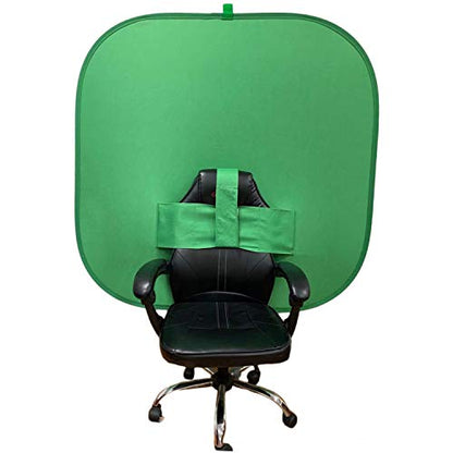 NOVARENA Green Screen Behind Chair Attachment Backdrop Kit – Portable Chroma Key for Streaming, Gaming, Video Calls, Virtual Background, Home Office, Photography – 5ft by 5ft, Reversible, Foldable
