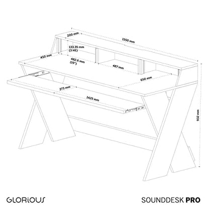 Glorious Sound Desk Pro Professional Studio Workstation in Black - style: Sound Desk Pro Black