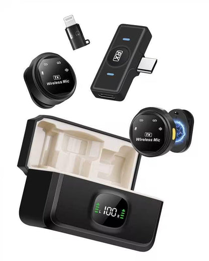 Mini Microphone for iPhone,Wireless Microphone with AI Noise Cancellation, Plug & Play, Up to 24-Hour Total Use with Charging Case, Ideal for TikTok, YouTube, Vlogging & Live Streaming