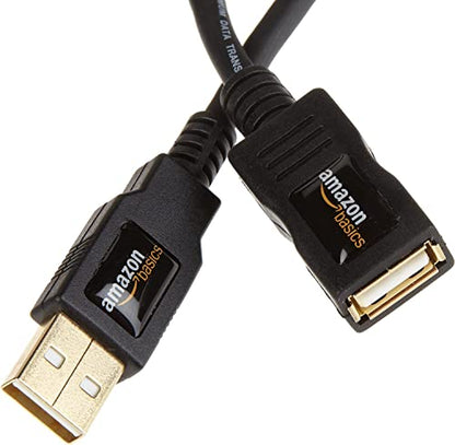 Amazon Basics USB-A 2.0 Extension Cable, Male to Female, 480Mbps Transfer Speed, 6.5 Foot, Black - size: 6.5 Feet, style: 1-Pack