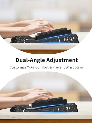 3-in-1 Ergonomic Keyboard Stand with Wrist Rest & Mouse Pad Set, Comfy Keyboard Riser Holder Soft Mousepad with Massage Design, Memory Foam and Non-Slip PU Base for Pain Relief, Topographic - color: Black Topographic
