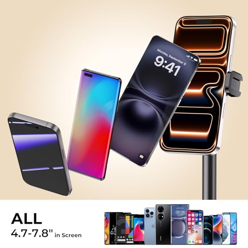 Desktop Phone Stand, Adjustable Height & Angle Holder - Night Black