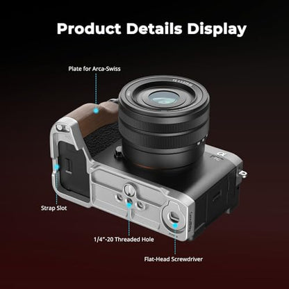 SmallRig A7C II / A7CR Handgrip L-Shape Grip for Sony Alpha 7C II/Alpha 7CR, Quick Release Plate for Arca, Lightweight Wooden Side Handle, for Quickly Switch on Tripods/Handheld Shooting - 4796B - style: Wooden Grip