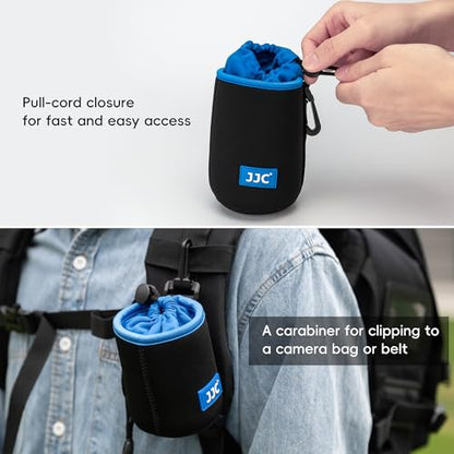JJC Drawstring Neoprene Camera Lens Pouch Case, Protective Lens Bag for Mirrorless Lenses Up to 3.5 x 6.7 (D X H) for Canon EF 24-70mm f/2.8L Canon EF 85mm f/1.2L II Sigma 70-300mm F4-5.6 and More - size: XL (3.5" x 6.7")