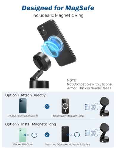 JOYTUTUS Shower Phone Holder, Reusable Suction Cup Phone Mount for Shower, Mirror, Kitchen, Window & Bathroom, Shower Phone Mount Compatible with iPhone 17, 16, 15, 14, 13, & All Phones,Black,1 Pack - color: Black