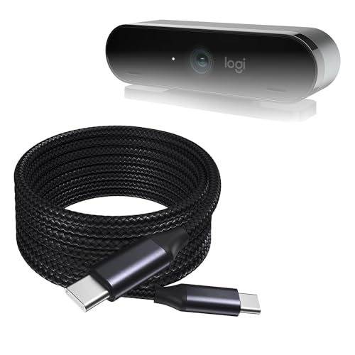 BoxWave Cable Compatible with Logitech 4K Pro Magnetic Webcam - DirectSync PD Cable (10ft) - USB-C to USB-C (100W), Long Type C Braided Nylon Alloy Fast Charge - Jet Black