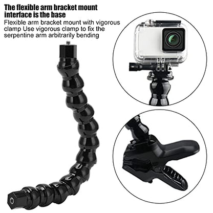 Milltrip Flexible Arm Mount Monopod, Gooseneck Camera Mount, 12-Section Adjustable Sports Camera Holder, 1/4in Screw Holes, for Action Cameras, Surfing, Cycling, Rock Climbing