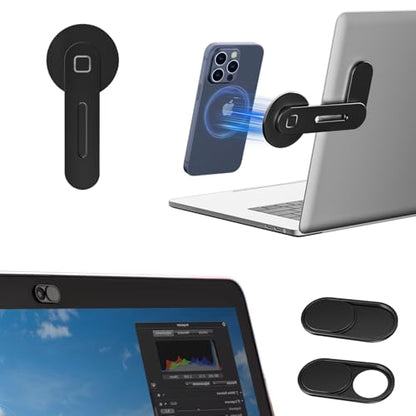 CloudValley Webcam Slider + Adjustable Laptop Magnetic Phone Holder Bundled Items (Black)