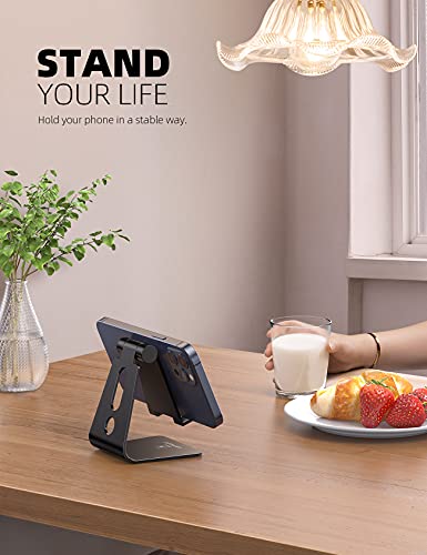 Lamicall Adjustable Cell Phone Stand, Desk Phone Holder, Cradle, Dock, Compatible with iPhone 17 16 15 14 Air Plus Pro Pro Max 13 12 X XS, 4-8" Phones, Office Accessories Gifts, All Smartphone, Black - color: Black