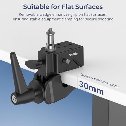 SMALLRIG Super Clamp Kit, Heavy Duty Max Load 33lb /15kg, with a 1/4"-20 & a 3/8"-16 Top Screw on a 5/8" Stud, for Photography Studio Video Camera Lighting, for Round Pipe and Flat Surface (Pack of 4) - size: 1 (Pack of 4)