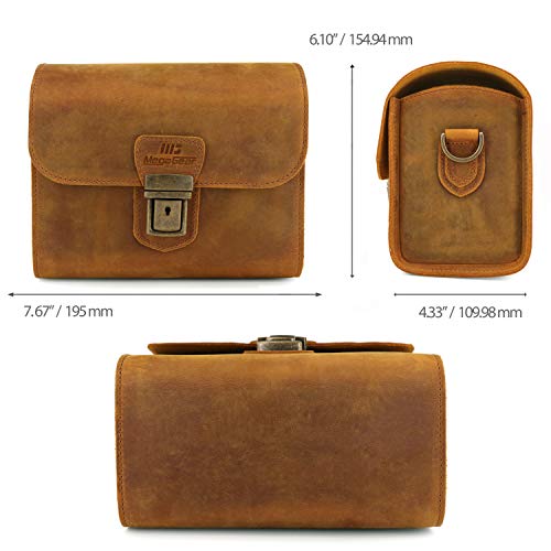 MegaGear Pebble Genuine Leather Camera Messenger Bag for Mirrorless, Instant and DSLR Cameras - color: Camel