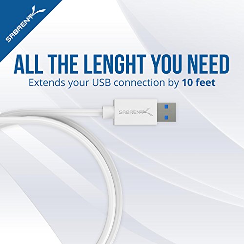 SABRENT 22AWG USB 3.0 Extension Cable - A-Male to A-Female [White] 10 Feet (CB-301W) - color: WHITE, size: 10 FT