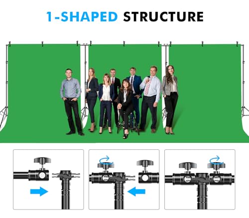 HYJ-INC Photo Video Studio 30ft (Wide) x 10ft (Tall) Heavy Duty Adjustable Width & Length Photography Backdrop Stand Background Support System Kit with 9pcs Clamps, 4pcs Sandbags, Carry Bag