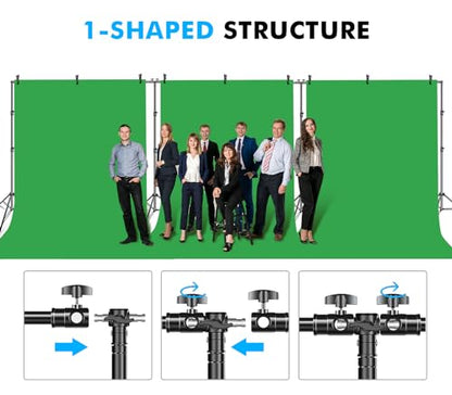 HYJ-INC Photo Video Studio 30ft (Wide) x 10ft (Tall) Heavy Duty Adjustable Width & Length Photography Backdrop Stand Background Support System Kit with 9pcs Clamps, 4pcs Sandbags, Carry Bag