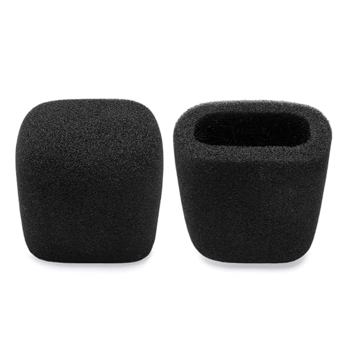 2-Pack Foam Windscreen Mic Cover Compatible with AKG C214 C314, Se Electronics X1 A, SE 4400 4100, BEHRINGER B906,SUPERLUX PRA628 Microphone, High-Density Pop Filter, Square Black