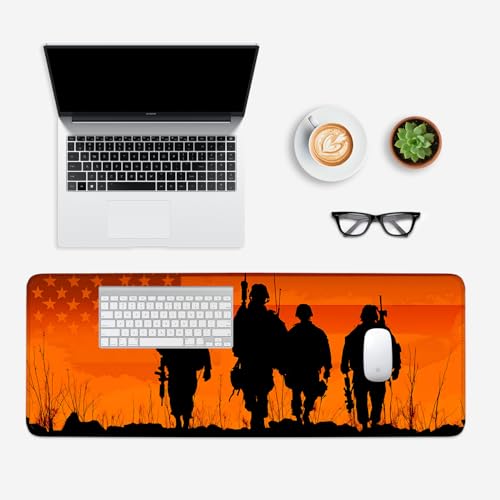 Mouse Pad, Large Anti-Slip with Stitched Edges Desk Mat Desktop Laptop Computer Desk Keyboard Mat,Table Protector Blotter Mat (Soldier, 31.5" x 11.8") - color: Soldier, size: 31.5" x 11.8"