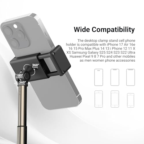 NEEWER Entry Level Version Phone Stand for Desk & Bed, 360° Adjustable Office Table Bedside Overhead Cell Phone Holder Mount Compatible with iPhone Samsung Android for Video Recording Filming, X6