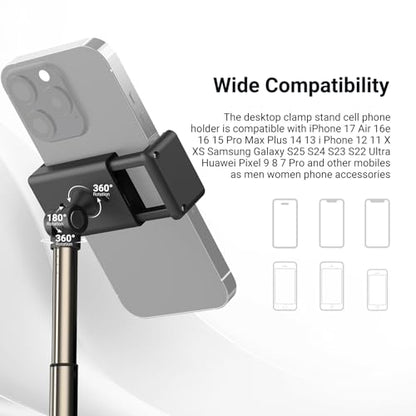 NEEWER Entry Level Version Phone Stand for Desk & Bed, 360° Adjustable Office Table Bedside Overhead Cell Phone Holder Mount Compatible with iPhone Samsung Android for Video Recording Filming, X6