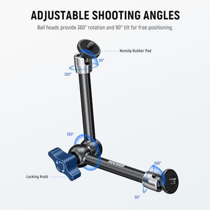 NEEWER 9.8"/25cm Adjustable Friction Magic Arm with 1/4" Screw on Both Ends, Compatible with SmallRig Cage, Flash/LED Light/Microphone/Monitor/SuperClip, Max Load 4.4lb/2kg, ST08 - style: 9.8"/25cm