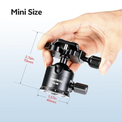 TONYBOO Low Profile Ball Head, All Metal CNC Precision Machined Tripod Head with Arca Swiss Quick Release Plate, 360° Panoramic Scale, Double U-Groove Panoramic Head for DSLR Camera, Load up to 22lbs