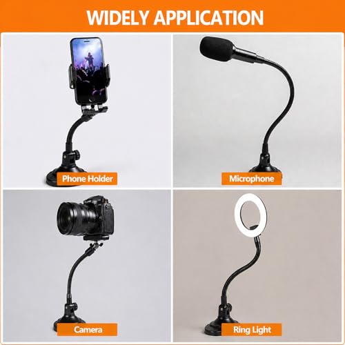 Gooseneck, 2 Pcs 1/4"-20 Female to Male Thread Metal Universal Hose Flexible Arm Gooseneck Tube Extension Holder for Action Camera, Phone, Microphone, Black (18inch) - size: 18inch