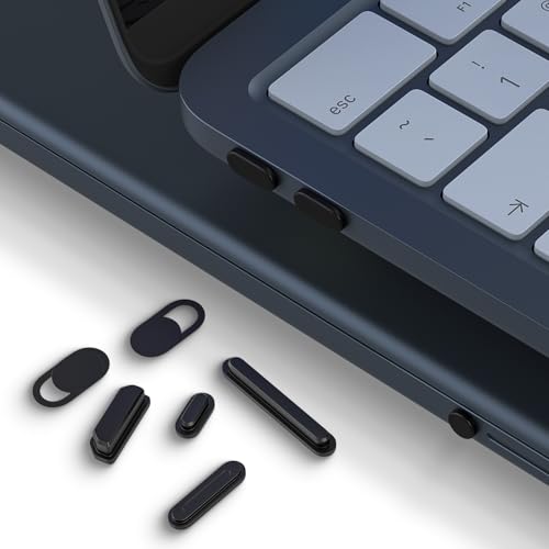 9 in 1 Anti Dust Plug Covers Set with Webcam Cover Compatible with 2026 Apple MacBook Neo 13 inch Laptop with A18 Pro Chip A3404,Silicone Anti Dirt Protective Cups Accessory for USB-C/Headphone - size: MacBook Neo 13"