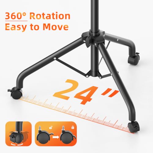 Projector Stand Tripod, Adjustable Height 26.6 to 47.2 Inch Laptop Tripod on Wheels, Portable Projector Mount, Stable Floor Stand for Office, Home, Outdoor, Studio and DJ Racks